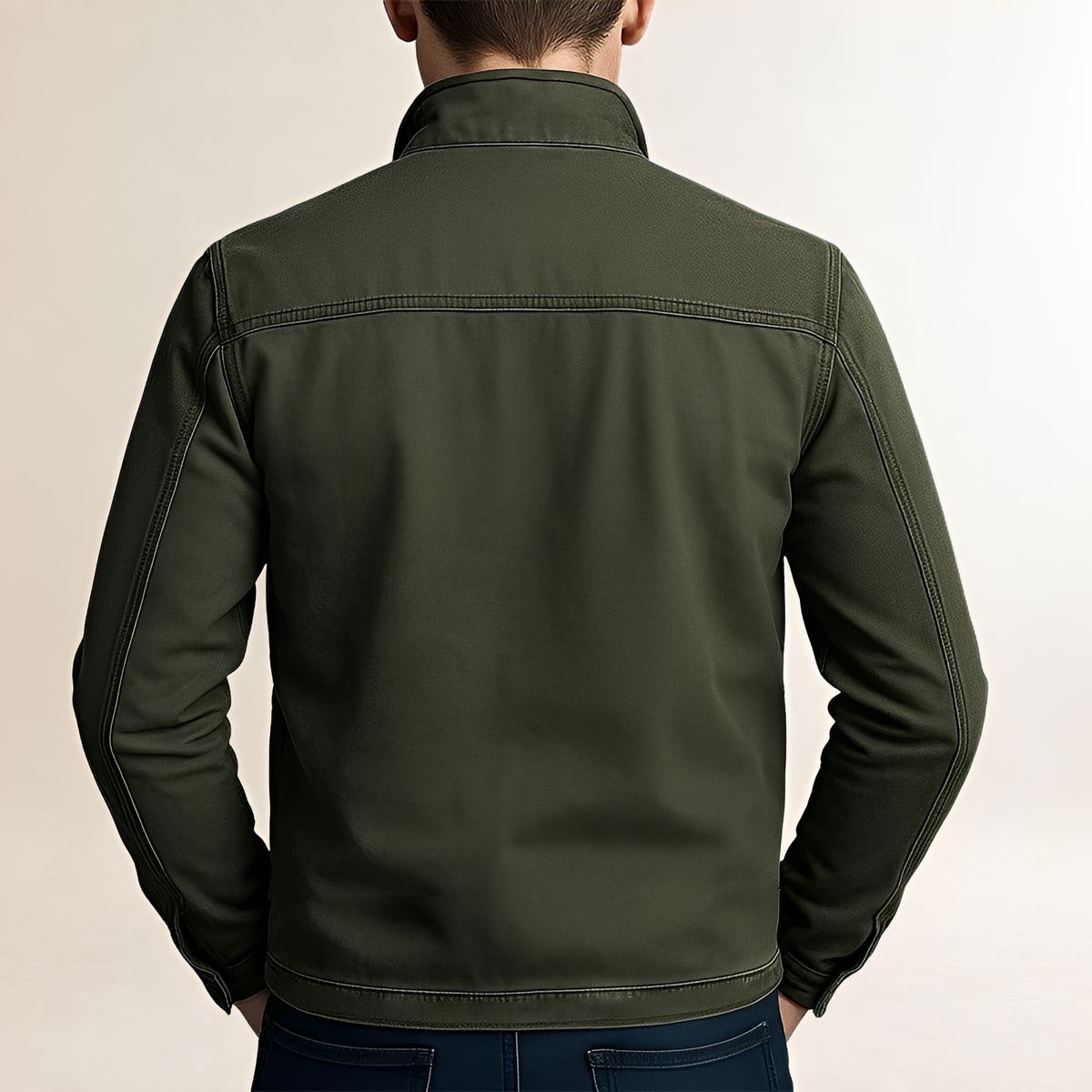 Jaqueta casual masculina com zíper e lapela - corte ajustado e múltiplos bolsos