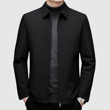 Jaqueta casual masculina com zíper e polo no colarinho - ajuste regular