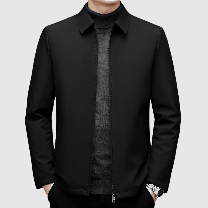 Jaqueta casual masculina com zíper e polo no colarinho - ajuste regular