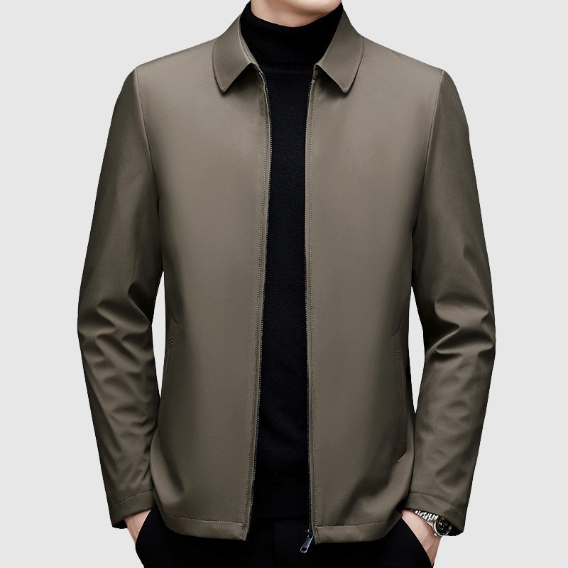 Jaqueta casual masculina com zíper e polo no colarinho - ajuste regular