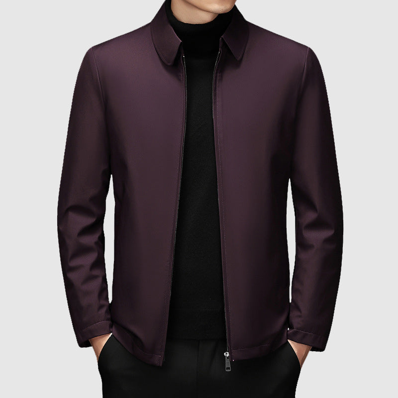 Jaqueta casual masculina com zíper e polo no colarinho - ajuste regular