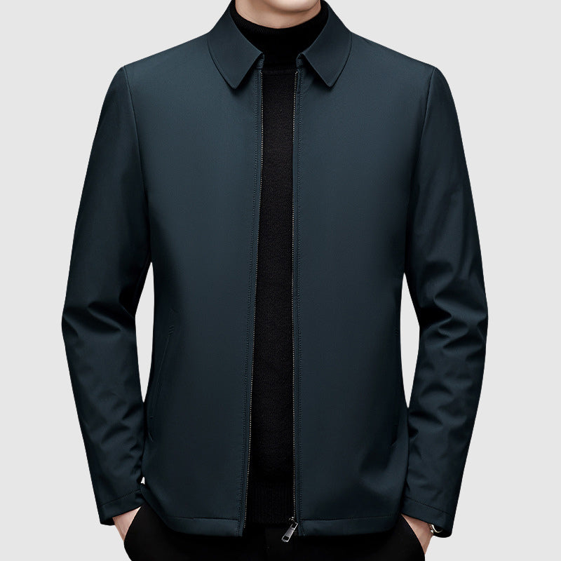 Jaqueta casual masculina com zíper e polo no colarinho - ajuste regular