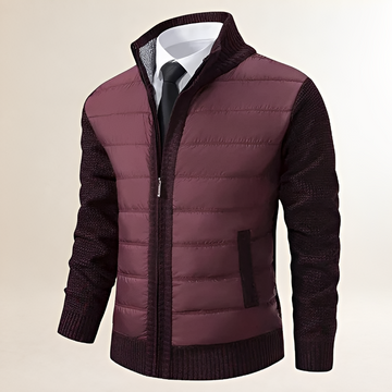 Jaqueta masculina acolchoada com zíper e gola alta