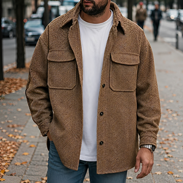 Jaqueta Masculina Casual Botões Bolsos - Corte Relaxado