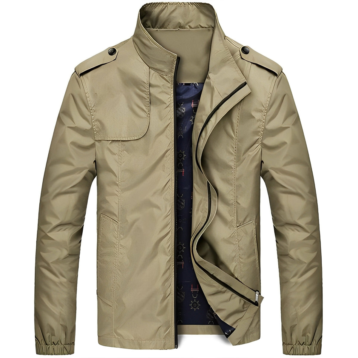 Jaqueta masculina casual leve com zíper e bolsos - corte regular