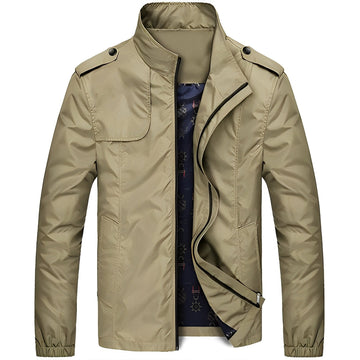 Jaqueta masculina casual leve com zíper e bolsos - corte regular