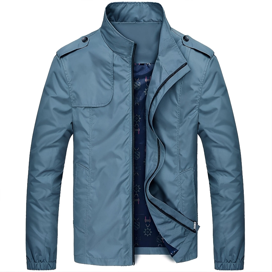 Jaqueta masculina casual leve com zíper e bolsos - corte regular
