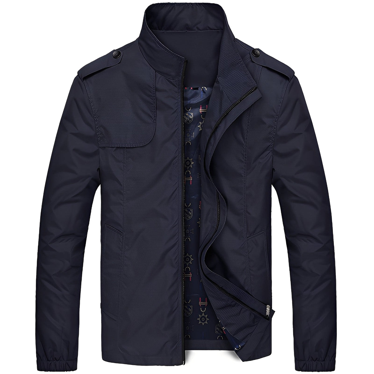 Jaqueta masculina casual leve com zíper e bolsos - corte regular