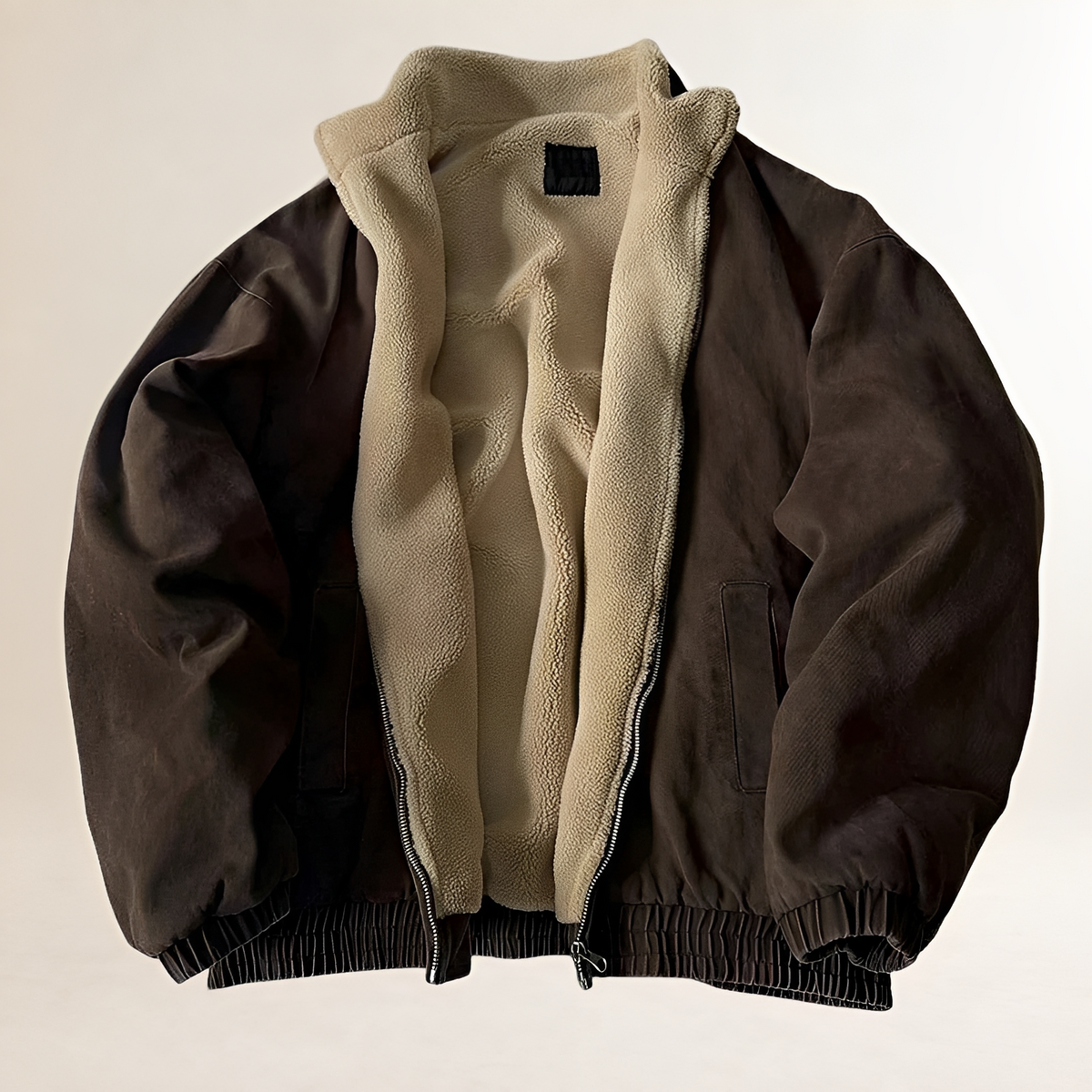 Jaqueta masculina de inverno com zíper, caimento relaxado