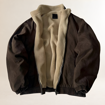 Jaqueta masculina de inverno com zíper, caimento relaxado