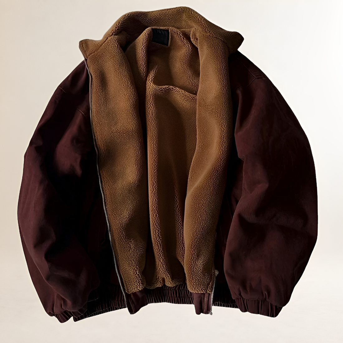 Jaqueta masculina de inverno com zíper, caimento relaxado