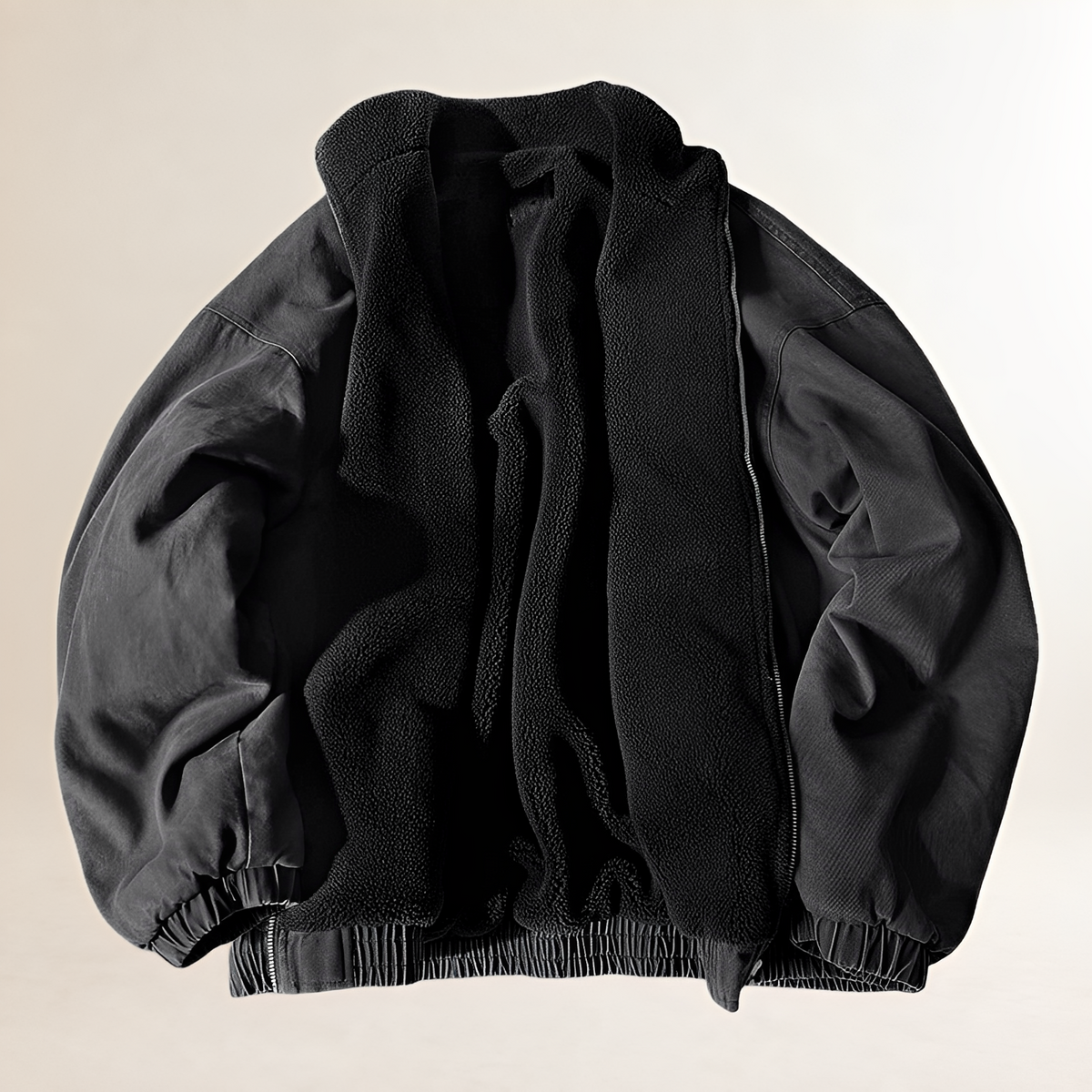 Jaqueta masculina de inverno com zíper, caimento relaxado