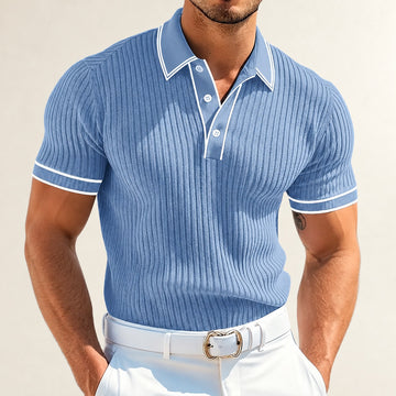 Polo masculino com ombro contraste e bolso inteiriço - polo manga curta com gola com decote em V? Wait