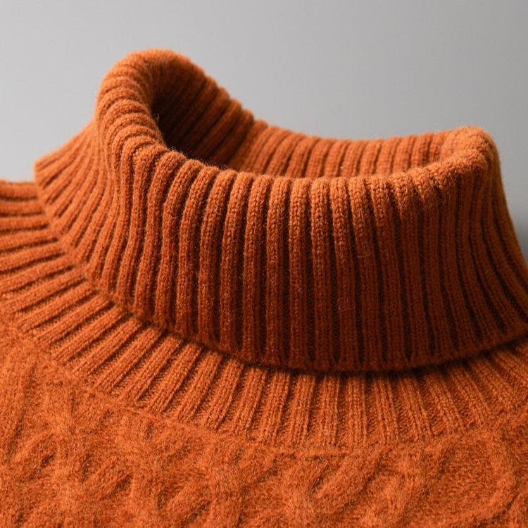 Suéter de Gola Alta Masculino Texturizado com Corte Regular