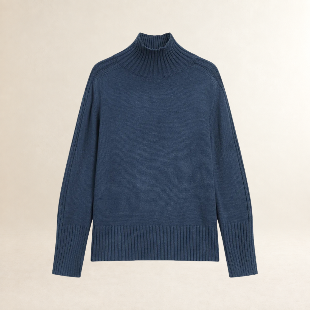 Suéter feminino gola alta manga longa ajuste regular textura riscada
