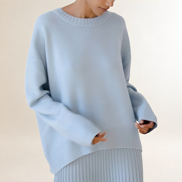 Suéter feminino oversized com gola careca e mangas longas
