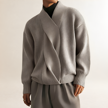 Suéter masculino - Design envolvente riscado com textura riscada mangas longas