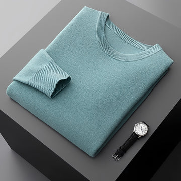 Suéter masculino pulôver crewneck de manga longa com caimento relaxado