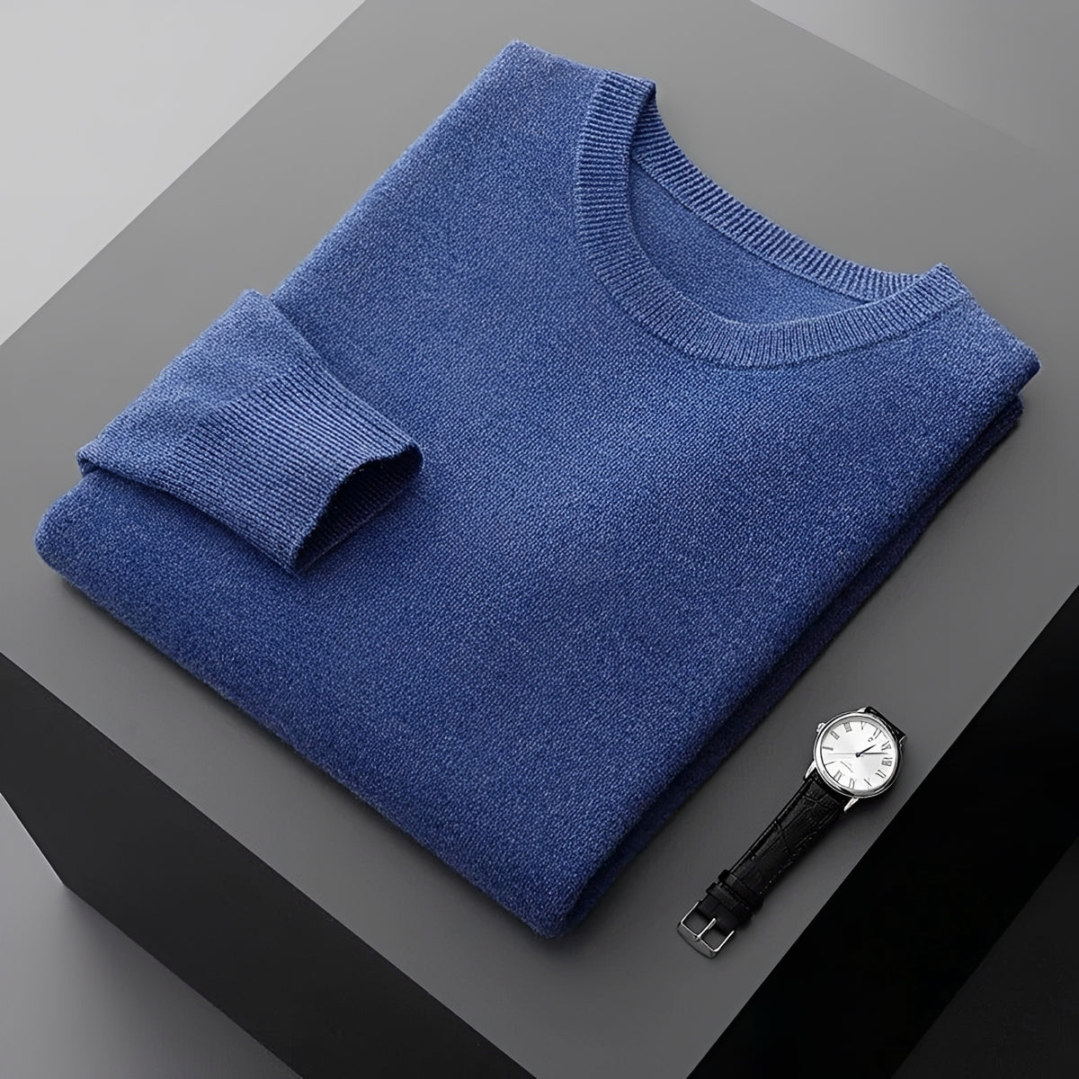 Suéter masculino pulôver crewneck de manga longa com caimento relaxado