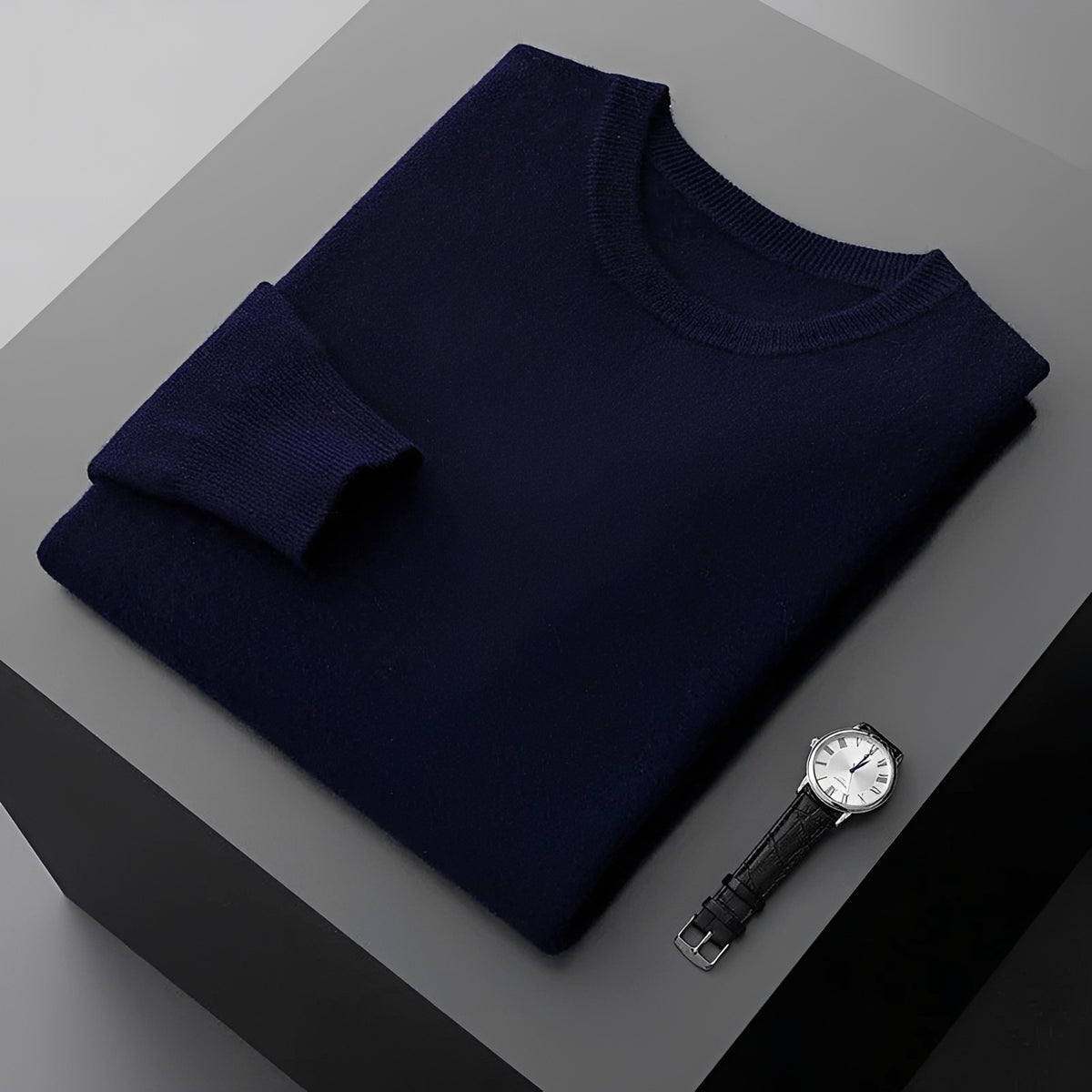 Suéter masculino pulôver crewneck de manga longa com caimento relaxado
