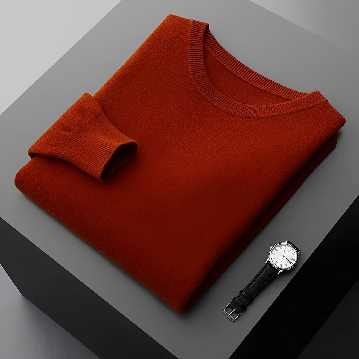 Suéter masculino pulôver crewneck de manga longa com caimento relaxado
