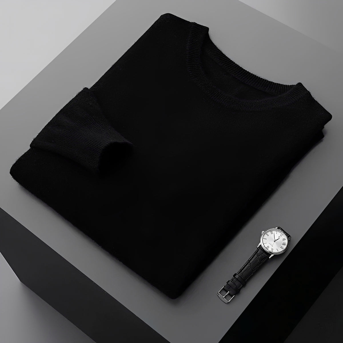 Suéter masculino pulôver crewneck de manga longa com caimento relaxado
