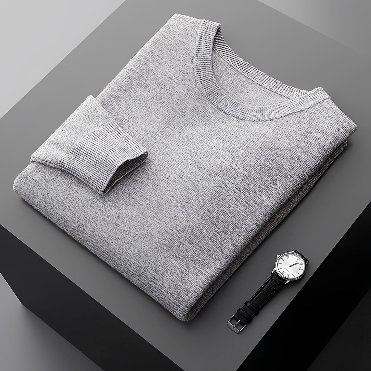 Suéter masculino pulôver crewneck de manga longa com caimento relaxado