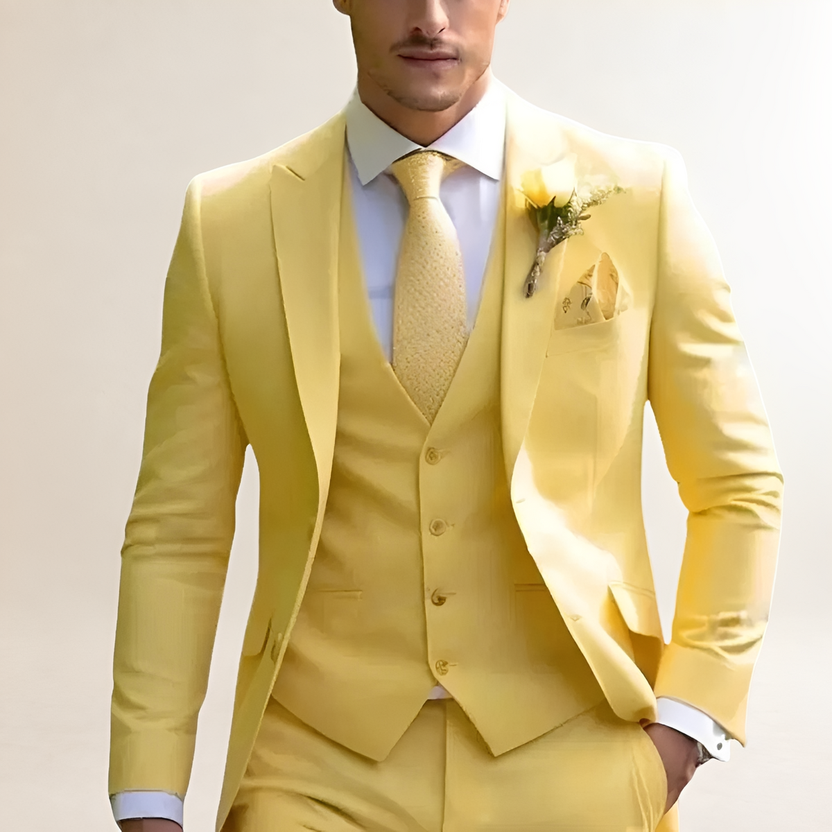 Terno masculino três peças com blazer, colete e calças slim fit