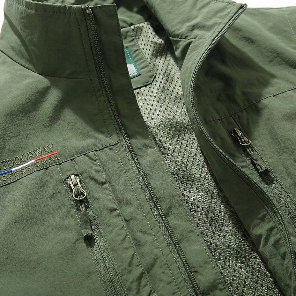 Veste/Sombrinha Masculina Utilitária com Pochetes Multiplas Fecho Dorsal - Coleção Casual