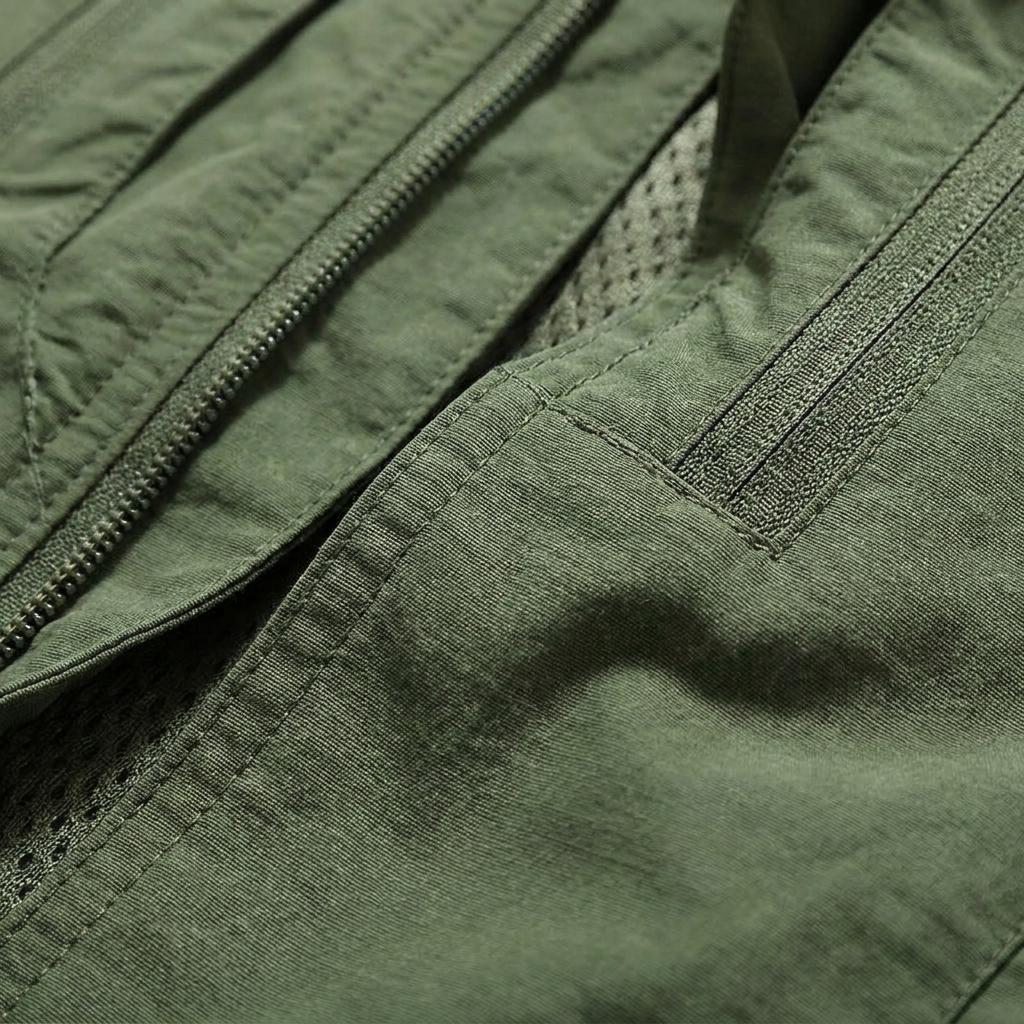 Veste/Sombrinha Masculina Utilitária com Pochetes Multiplas Fecho Dorsal - Coleção Casual