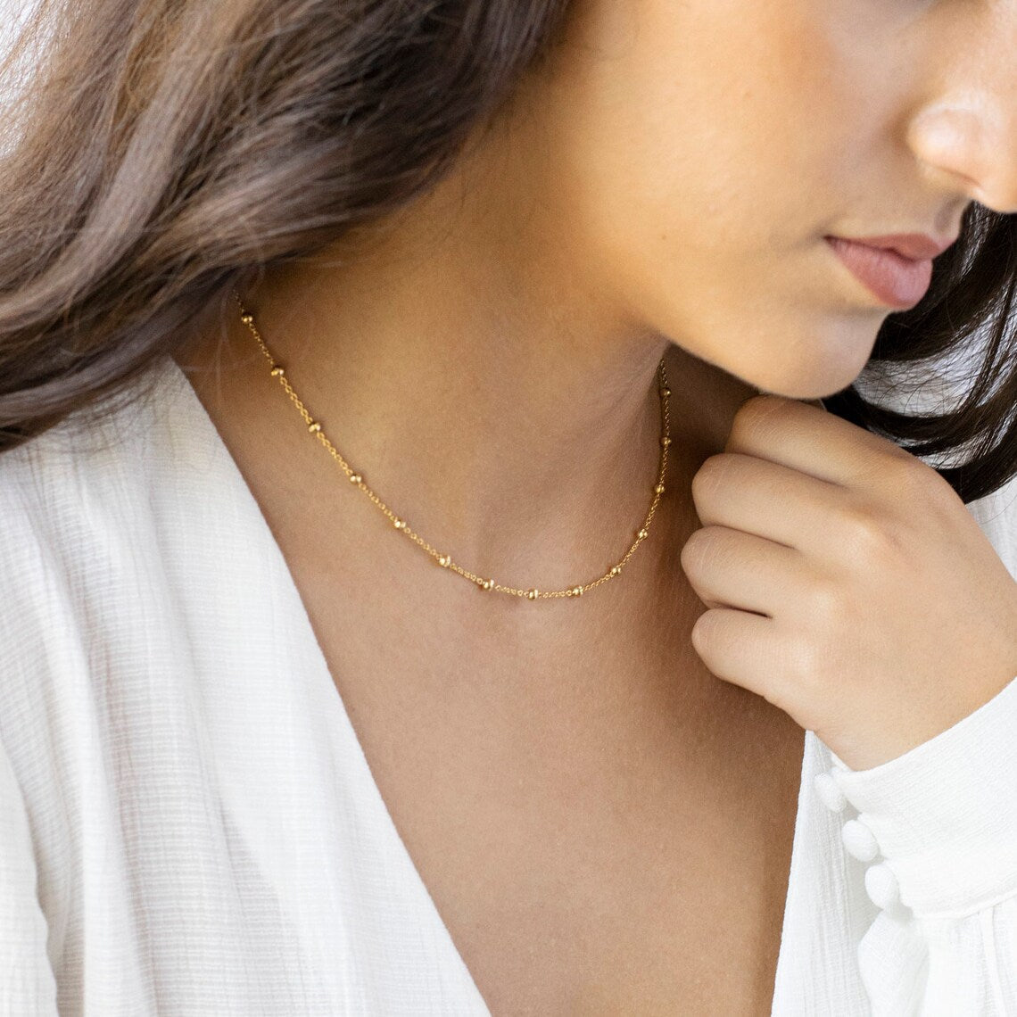 Colar Choker Satélite - Colar de Luxo Dourado