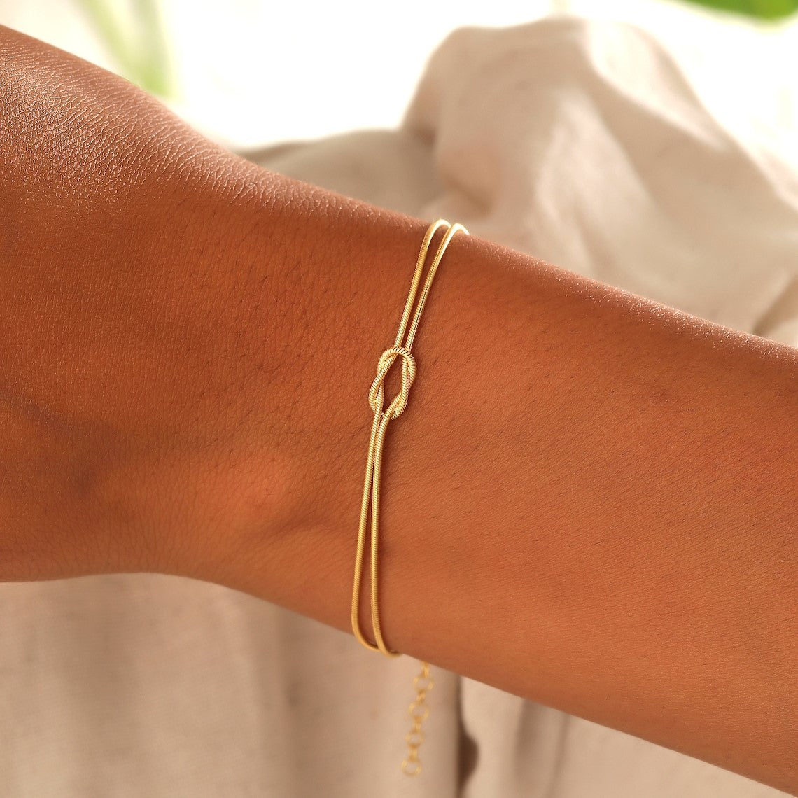 Bracelete de nós - Bracelete de nós em corrente de cobra