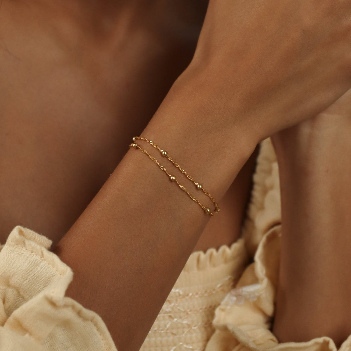 Colar duplo de pérolas Ripple - Bracelete em camadas