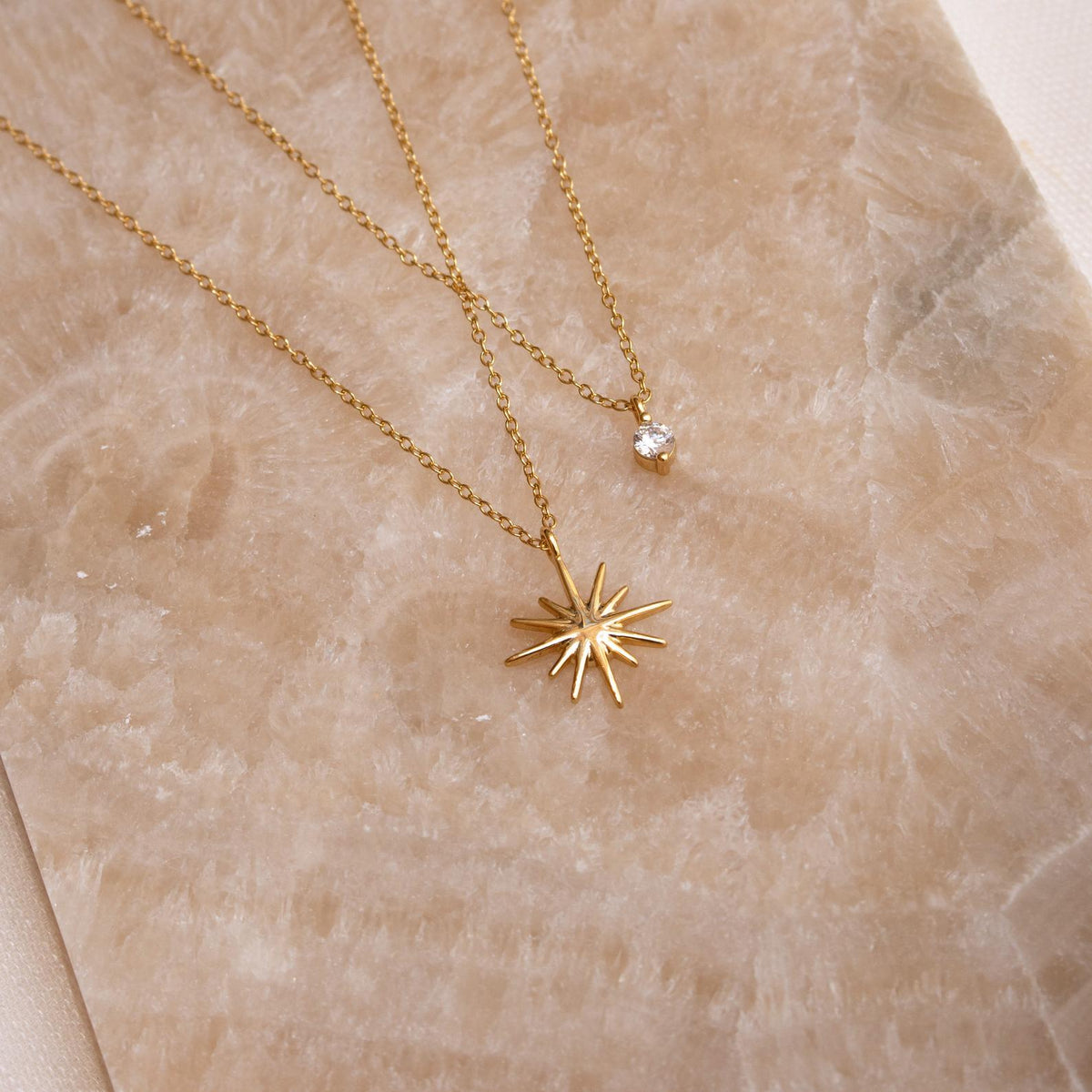 Colar de estrela em camada dupla - Colar Starburst Duo