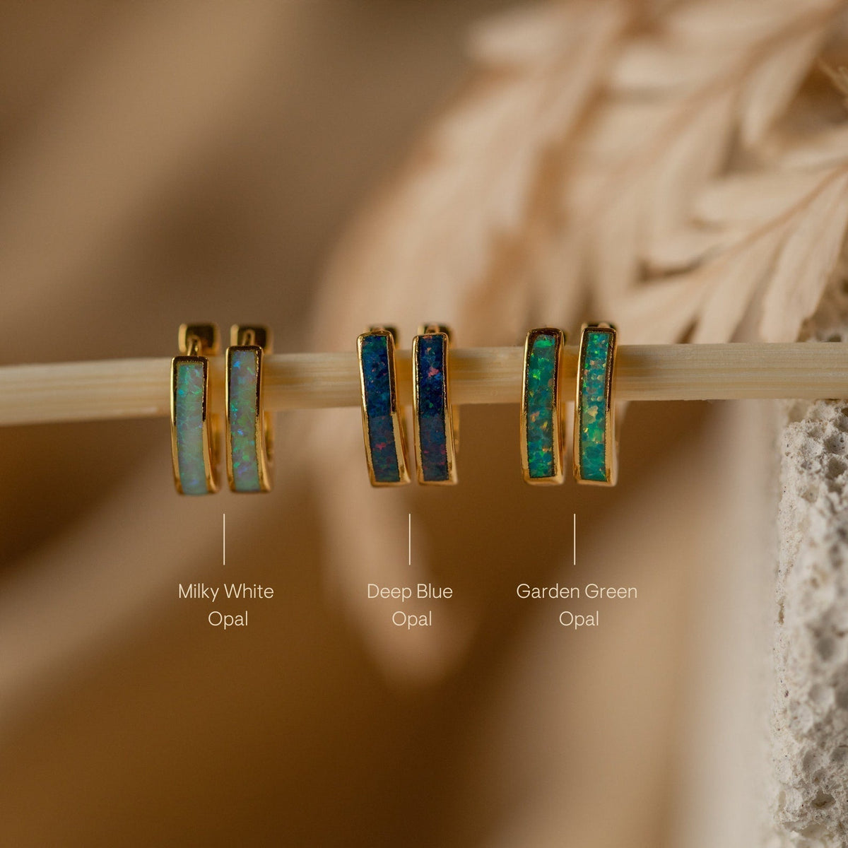 Anéis de Intarsia de Opala - Brincos de Opala