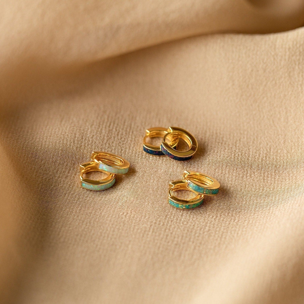 Anéis de Intarsia de Opala - Brincos de Opala