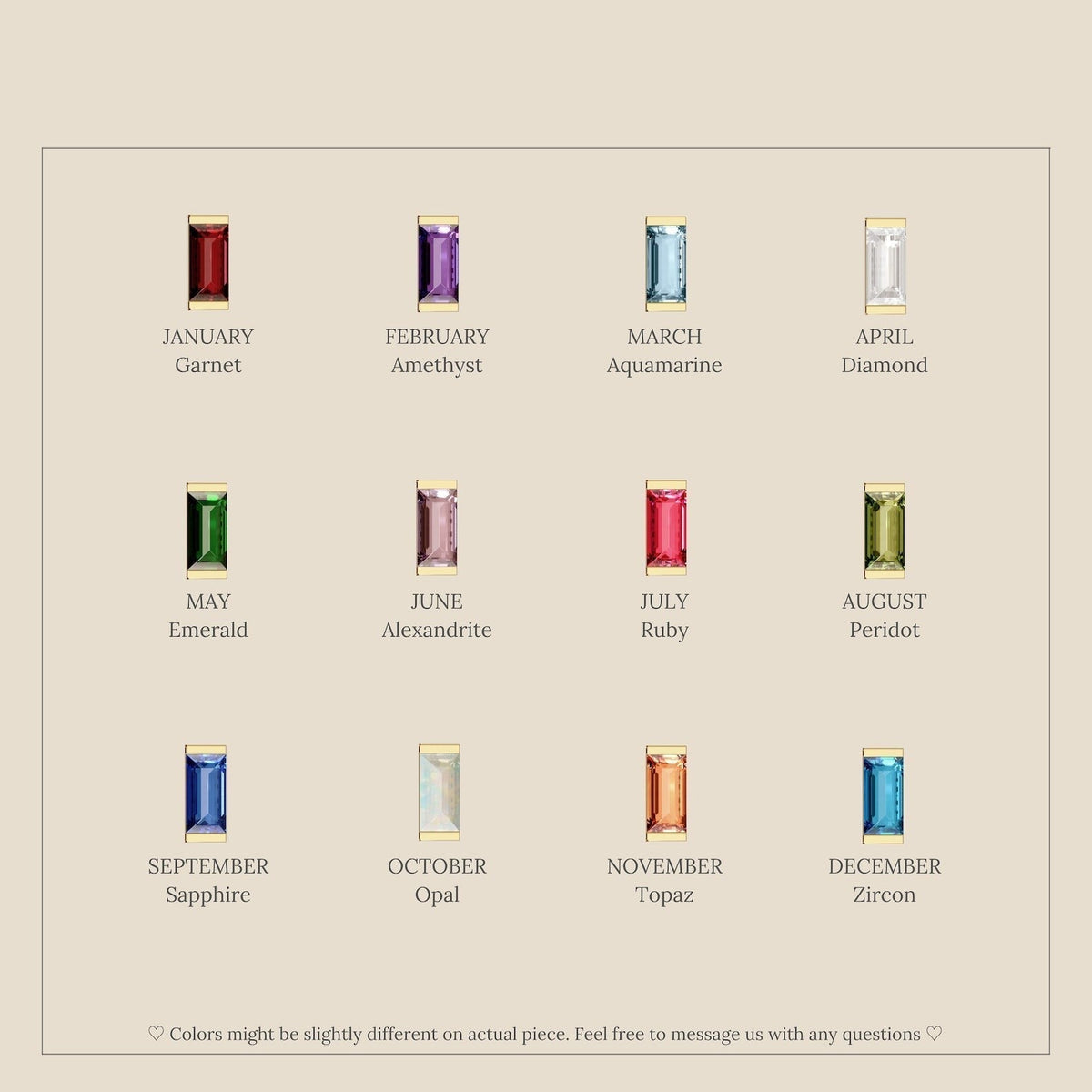 Anéis Baguette personalizados - Huggies elegantes