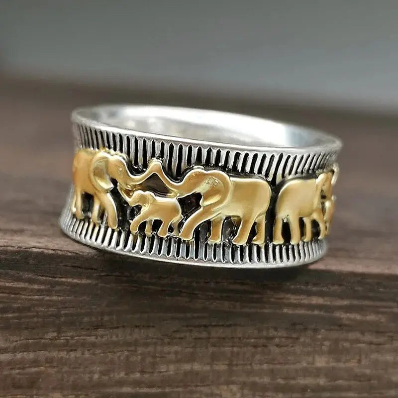 Eli – Bague elefante dourado vintage