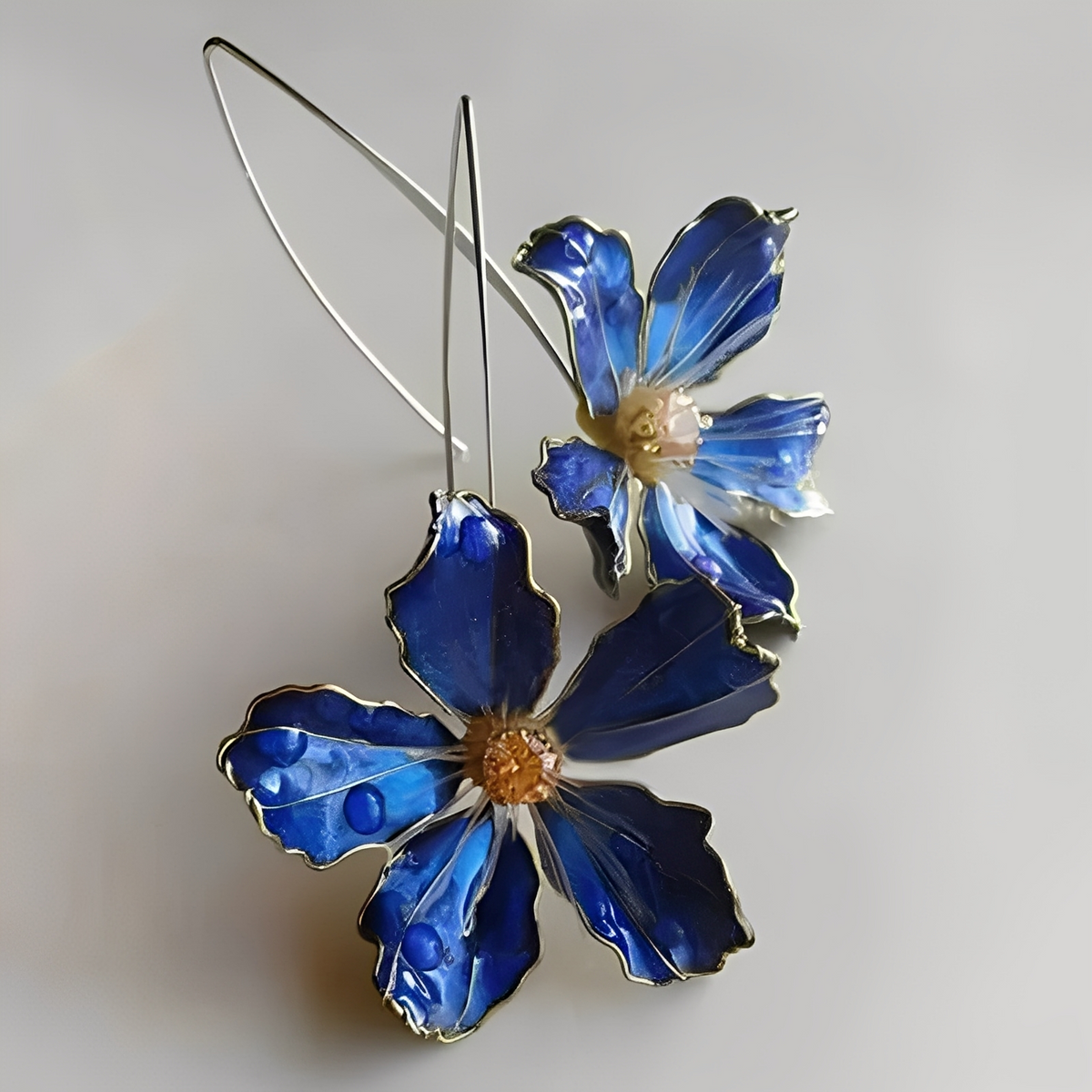 Bliss – Brincos vintage em flor azul