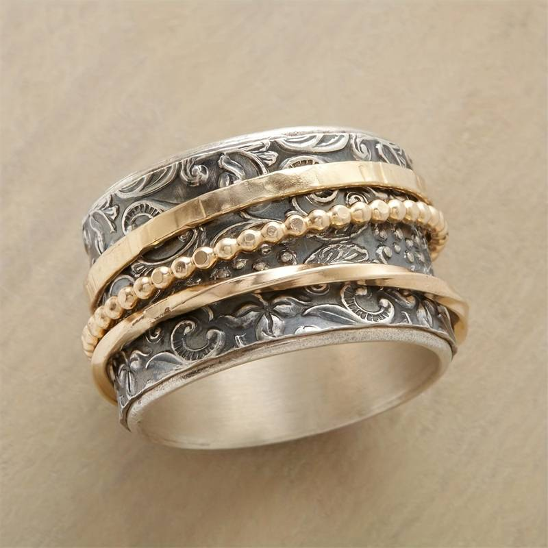 Cherilyn – Bague antiga vintage em ouro e prata
