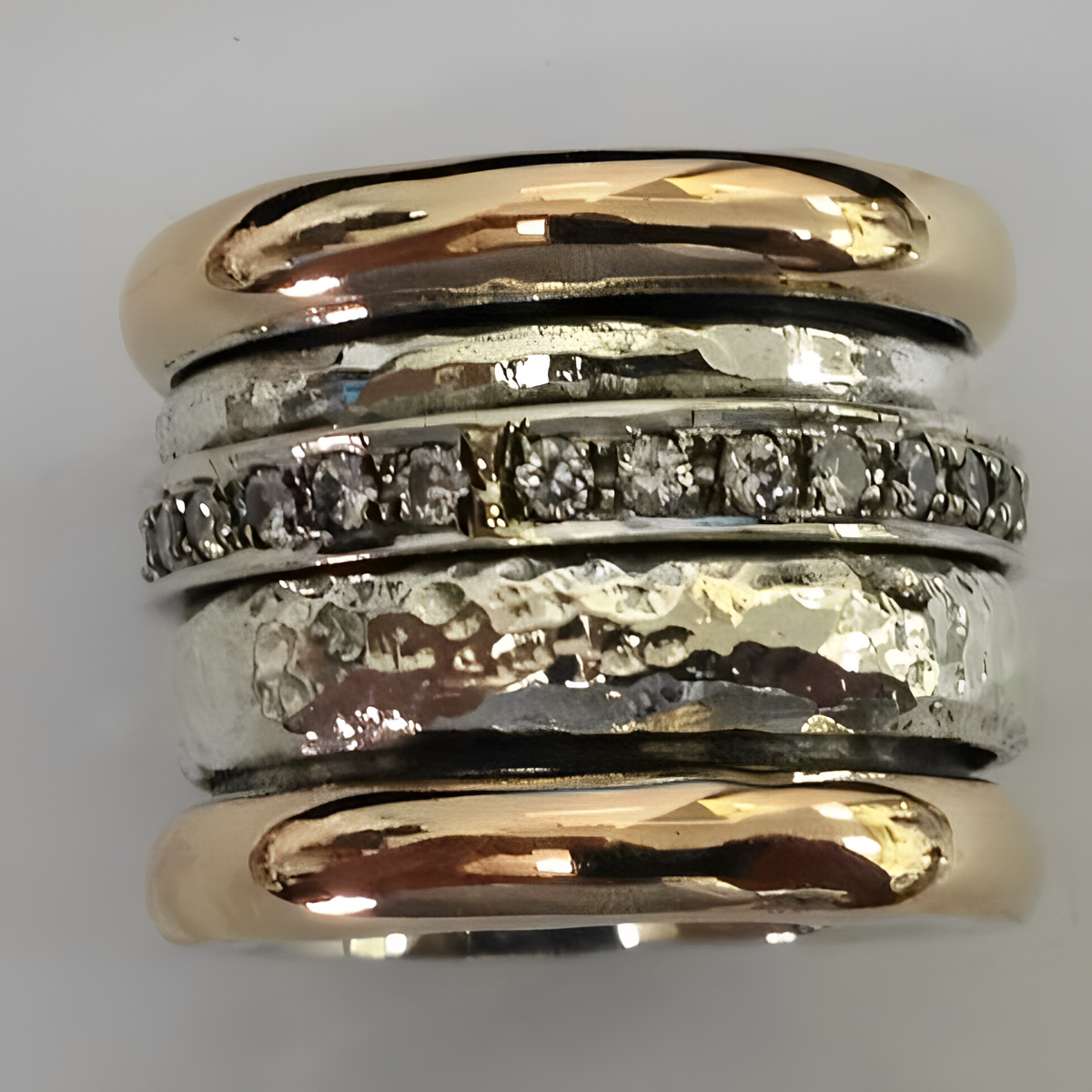 Maellie – Bague vintage espessa em ouro e prata