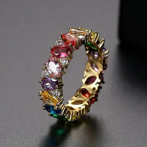Colette – Bague de declaração arco-íris brilhante