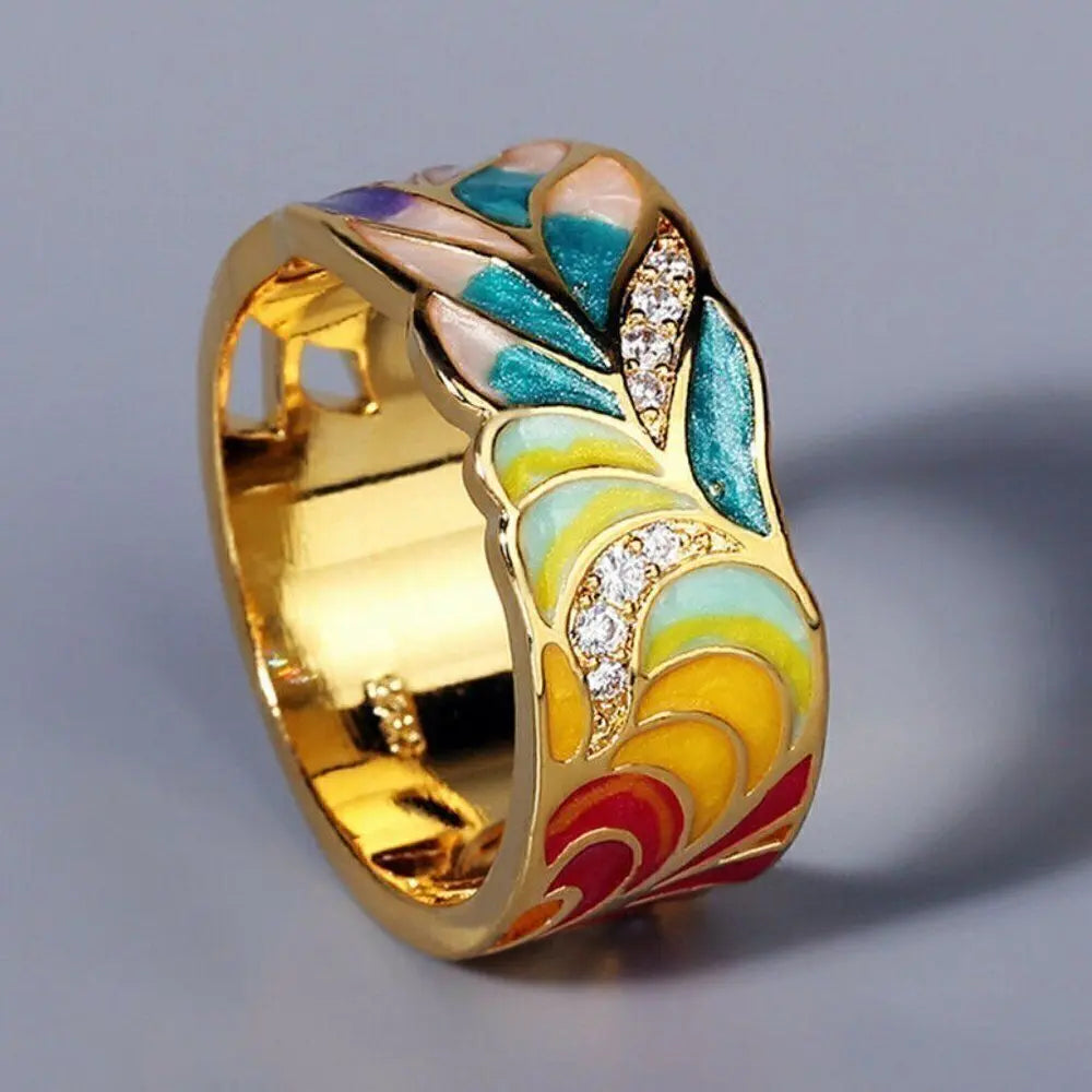 Isolde – Bague com flores pintadas à mão