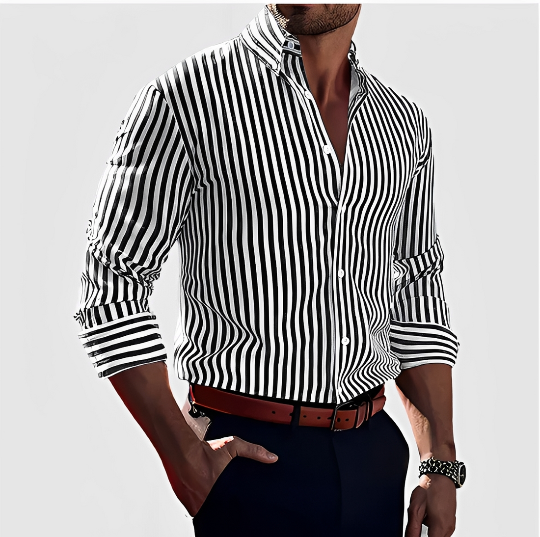 Hassan - Camisa Clássica com Listras para Homens