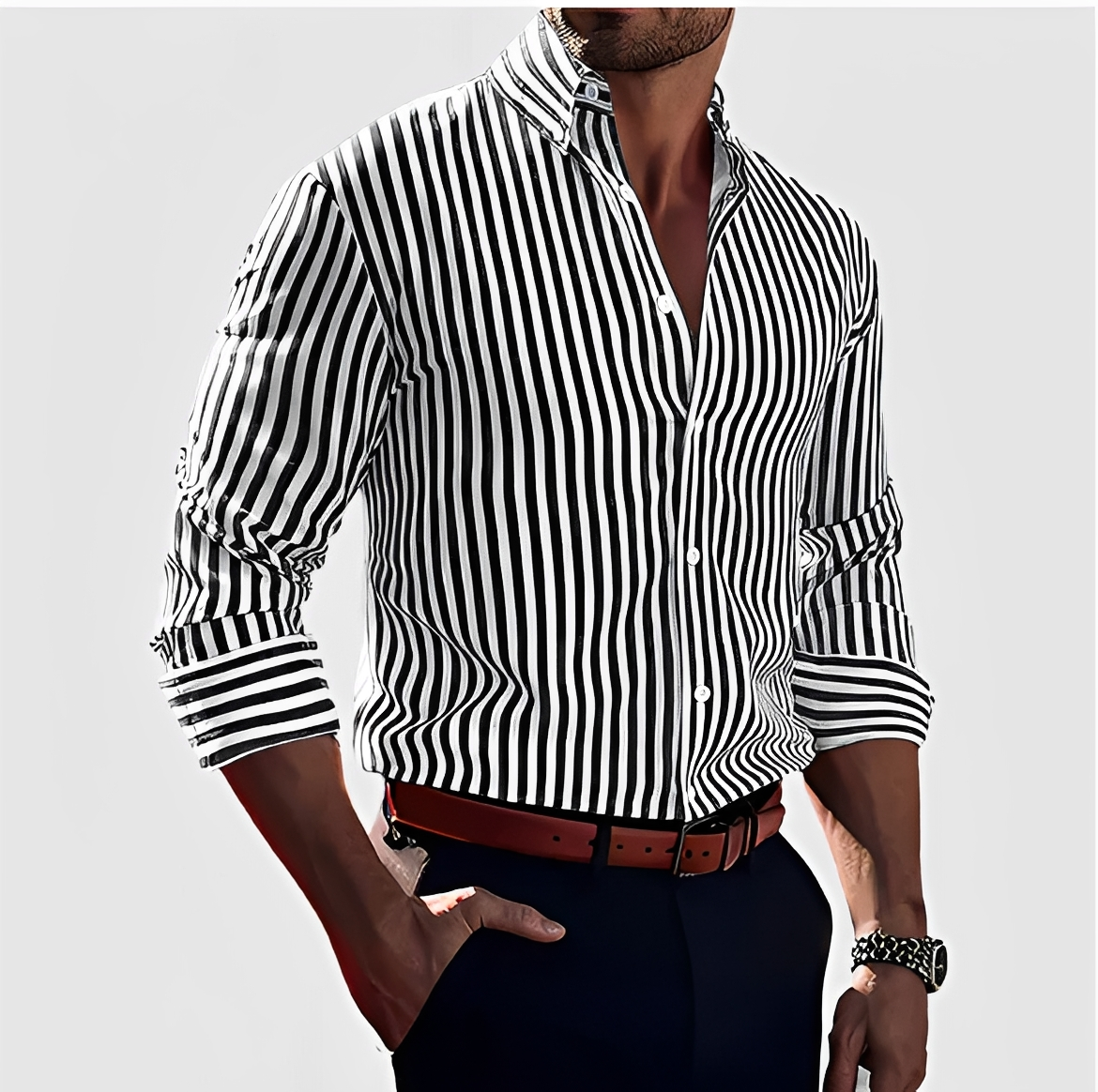 Hassan - Camisa Clássica com Listras para Homens