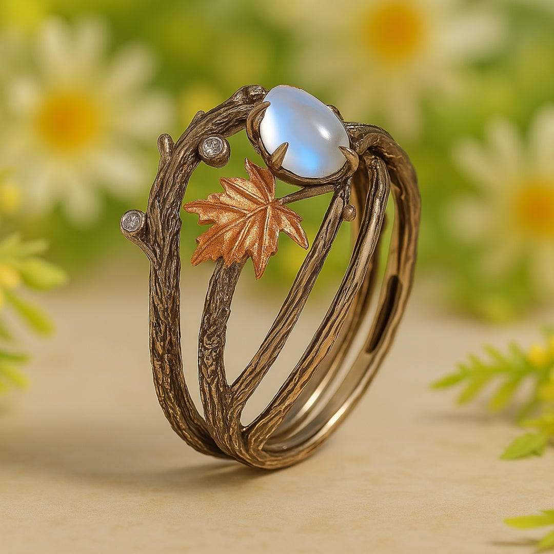 Celestia – Bague em pedra da lua com charme natural