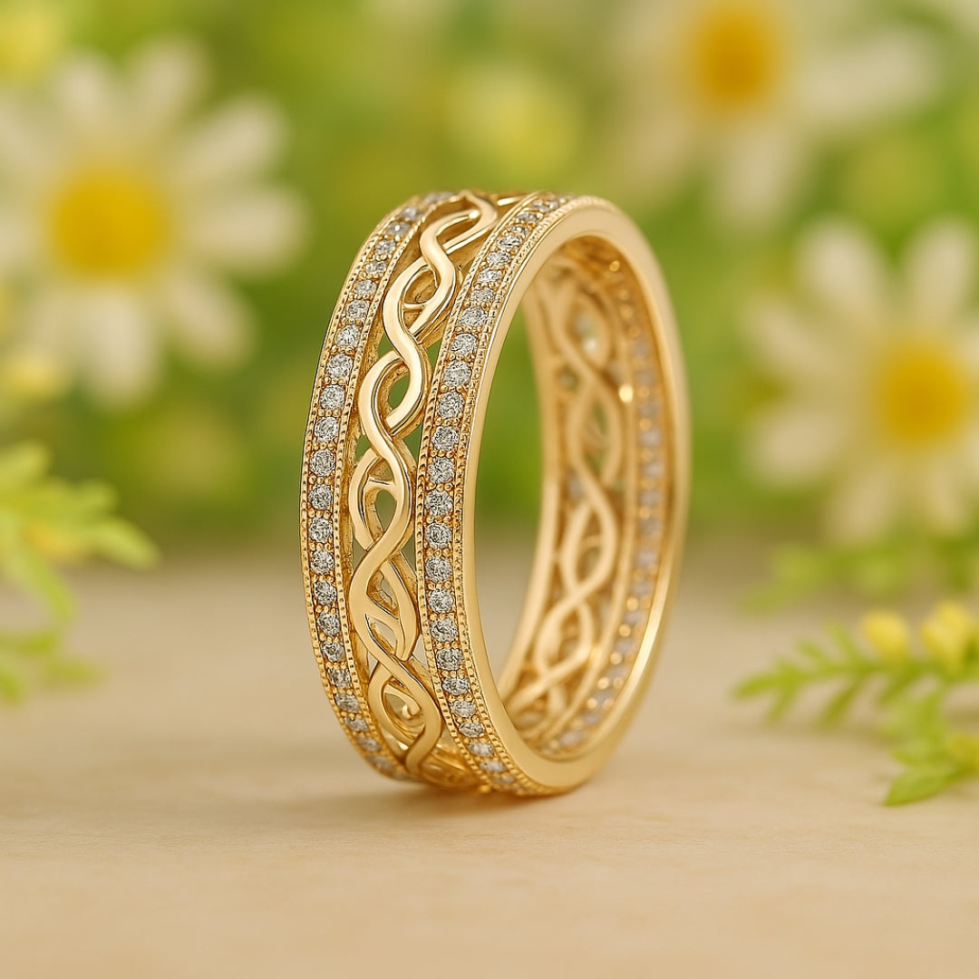 Jevy – Bague dourada grande com furos