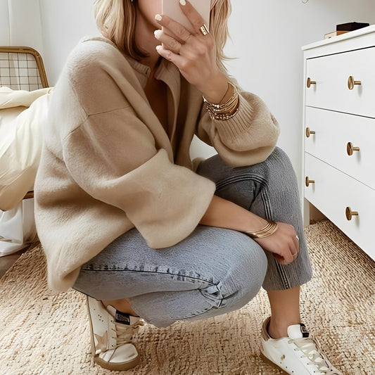 Mildred - Cardigan de Malha Oversize Quente para Mulheres