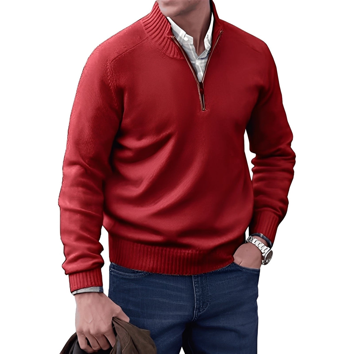 Kian - Pulôver masculino moderno com zíper prático