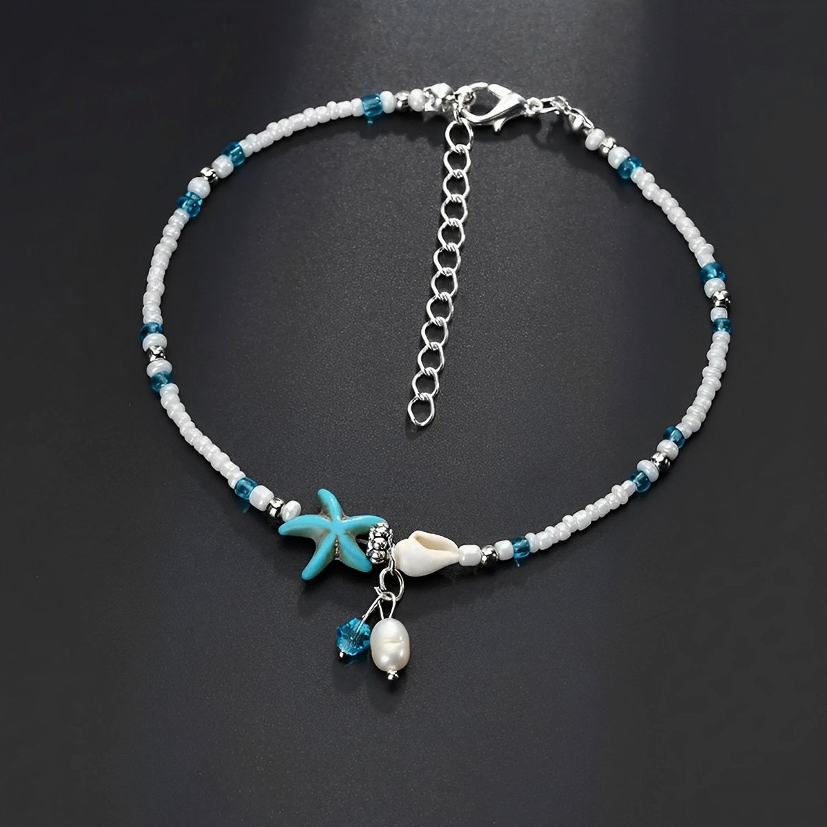 Isla – Bracelete de tornozelo Estrela e Concha com Pedras Naturais